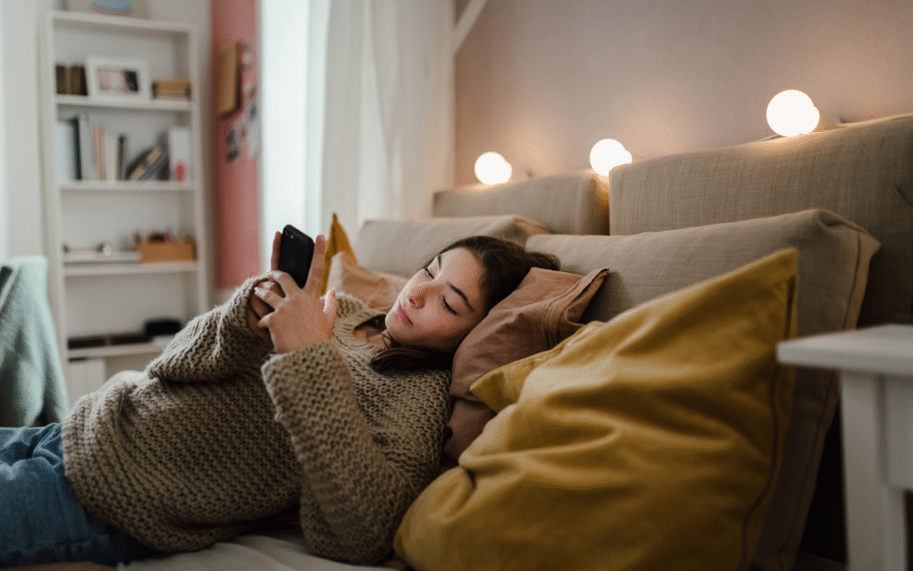 Person doomscrolling on phone